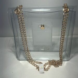 Kendra Scott clear bag w gold chain shoulder straps